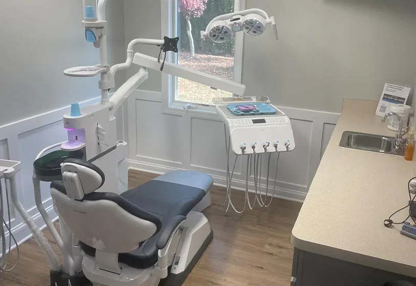 dental exam room with a view at Little Silver Family Dental